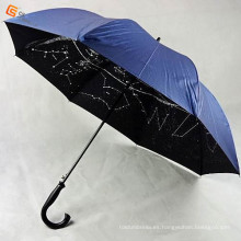 J mango Auto Golf impresión interior abierto paraguas